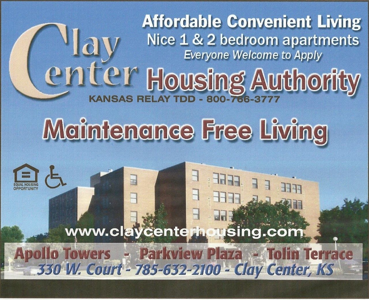 Photo of PARKVIEW PLAZA APARTMENTS. Affordable housing located at 314 W. COURT ST. CLAY CENTER, KS 67432